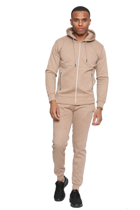 Men Plain Zipper Hoodie Warm Tracksuit